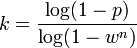 
k = \frac{\log}{\log}
