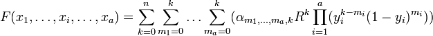 F = \sum_{k=0}^{n} \sum_{m_1=0}^{k} \ldots \sum_{m_a=0}^{k}^{m_i}))