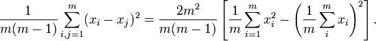 \frac{1}{m}\sum_{i,j=1}^m^2 =\frac{2m^2}{m}\left.