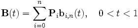 \mathbf{B}=\sum^n_{i=0} \mathbf{P}_i \mathbf{b}_{i,n},\quad 0<t<1